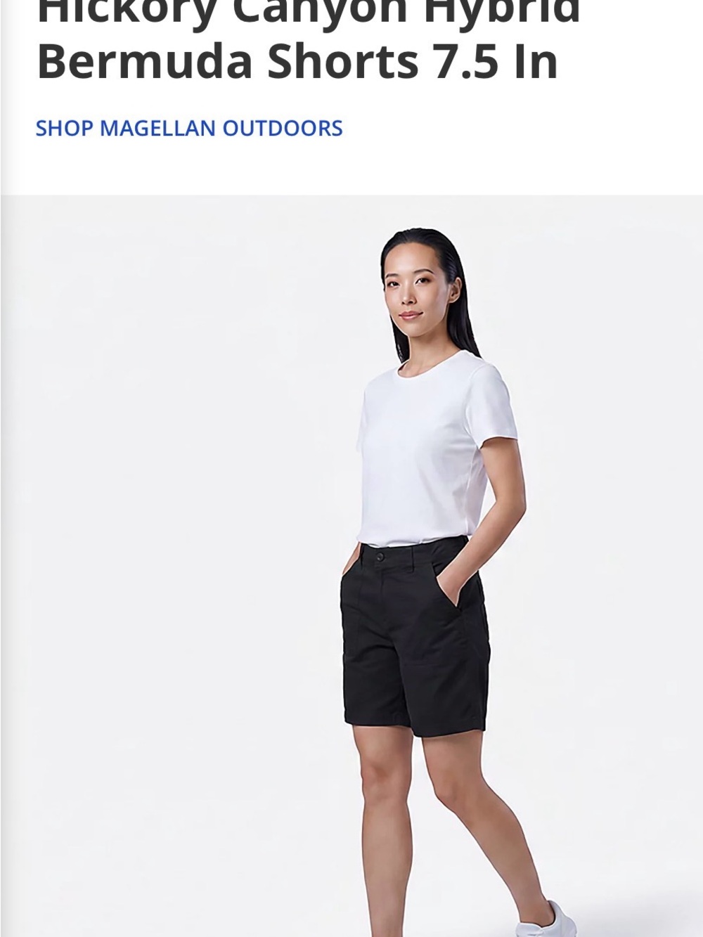 NWT Magellan Outdoors Women's Hybrid Black Bermuda Shorts with Front Pockets